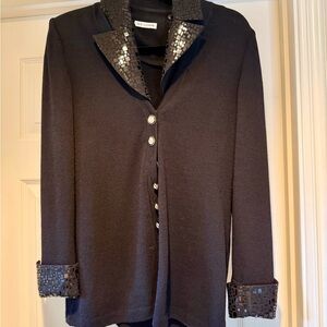 St. John Vintage Black Ladies Pant Suit Size 4 with Sequin Accents